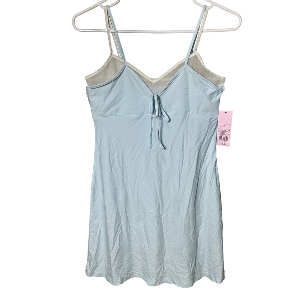 Wild Fable Light Aqua Blue Mesh V-Neck Nightgown Lingerie Spaghetti Strap Size S